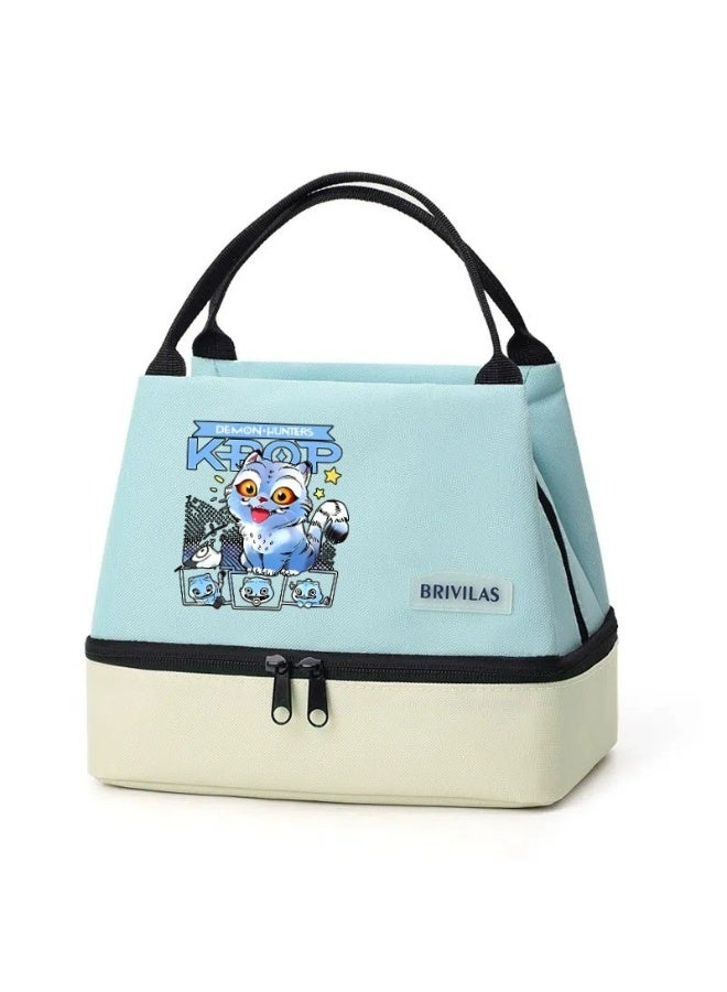 K-POP: XINGNIAO Dopamine Large Capacity Dual-Layer Lunch Bag, Thickened Aluminum Foil Insulated Tote for Office Workers and Picnics